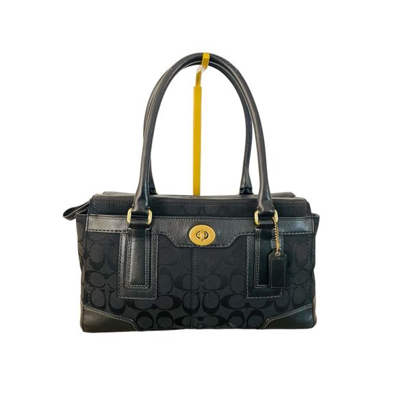 ✨Coach Signature Black Hampton Flap Bag✨ - Picture 1 of 12